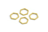 Brass Hexagon Charm, 24 Raw Brass Hexagon Rings, Connectors (11x10x1mm) A4139