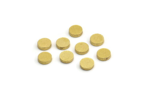 Brass Round Tag, 50 Raw Brass Round Stamping Blanks, Findings (6x1.5mm) A4124