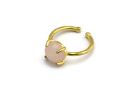Brass Ring Settings, 4 Raw Brass Adjustable 4 Claw Ring - Ring Stone Setting - Pad Size 10mm N2121