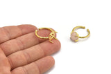 Brass Ring Settings, 4 Raw Brass Adjustable 4 Claw Ring - Ring Stone Setting - Pad Size 10mm N2121