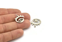 Gümüş Göz Tılsımı, 1 Halka ve 4 mm Pedli 2 Antik Gümüş Kaplamalı Pirinç Göz Şeklinde Tılsım, Kolye Uçları, Bulgular (22x19x1,4 mm) N2147 H1566