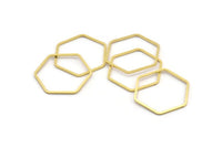 Brass Hexagon Charm, 24 Raw Brass Hexagon Rings (25x1mm) Bs 1227