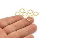Square Brass Charm, 50 Raw Brass Square Connectors (10x0.80mm) A4148