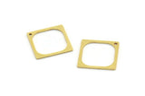 Brass Square Charm, 24 Raw Brass Square Charms With 1 Hole (16x0.80mm) A4155