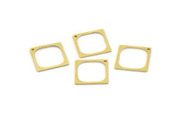 Brass Square Charm, 24 Raw Brass Square Charms With 1 Hole (16x0.80mm) A4155