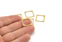 Brass Square Charm, 24 Raw Brass Square Charms With 1 Hole (16x0.80mm) A4155
