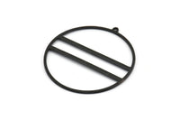 Black Circle Charm, 4 Oxidized Black Brass Textured Circle Charm Earrings With 1 Loop, Pendants, Findings (45x43x1mm) D0797 S605