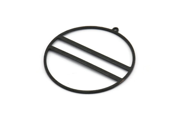 Black Circle Charm, 4 Oxidized Black Brass Textured Circle Charm Earrings With 1 Loop, Pendants, Findings (45x43x1mm) D0797 S605