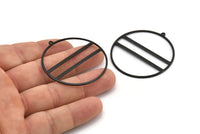 Black Circle Charm, 4 Oxidized Black Brass Textured Circle Charm Earrings With 1 Loop, Pendants, Findings (45x43x1mm) D0797 S605
