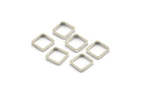 Silver Square Charm, 24 Silver Tone Square Ring Charms (10x2.2x0.7mm) BS 2268