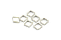 Silver Square Charm, 24 Silver Tone Square Ring Charms (10x2.2x0.7mm) BS 2268