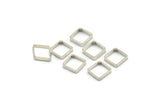 Silver Square Charm, 24 Silver Tone Square Ring Charms (10x2.2x0.7mm) BS 2268