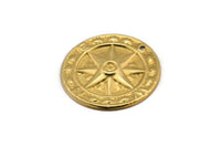 Pirinç Pusula Tılsımı, 1 Delikli 24 Ham Pirinç Pusula Tılsımı, Küpeler, Kolye Uçları, Bulgular (25x2mm) D1071