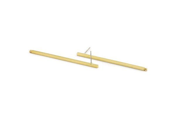 Brass Stick Earring, 6 Raw Brass Stick Stud Earrings With 1 Hole (2x60mm) BS 1783 A4330