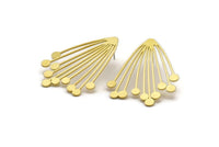 Earring Studs, 2 Raw Brass - Irregular Shaped Stud Earrings - Brass Earrings - Earrings (44x33x0.80mm) A4329