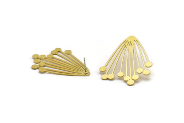 Earring Studs, 2 Raw Brass - Irregular Shaped Stud Earrings - Brass Earrings - Earrings (44x33x0.80mm) A4329