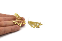 Earring Studs, 2 Raw Brass - Irregular Shaped Stud Earrings - Brass Earrings - Earrings (44x33x0.80mm) A4329