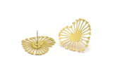 Brass Heart Earring, 8 Raw Brass Heart Shaped Stud Earrings (22x24x0.60mm) A4328