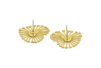 Brass Heart Earring, 8 Raw Brass Heart Shaped Stud Earrings (22x24x0.60mm) A4328