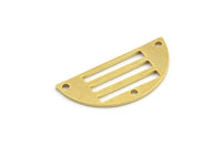 Semi Circle Charm, 10 Raw Brass Half Moon Charms With 3 Holes (28x13x1mm) A4166