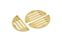 Semi Circle Charm, 10 Raw Brass Half Moon Charms With 3 Holes (28x13x1mm) A4166