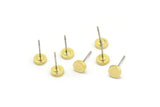 Brass Round Earring, 12 Raw Brass Round Earring Studs (6x1.5mm) A4152