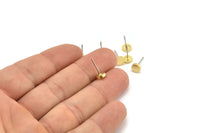 Brass Round Earring, 12 Raw Brass Round Earring Studs (6x1.5mm) A4152