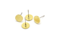 Brass Round Earring, 10 Raw Brass Round Stud Earrings (8x1mm) A4133 A4162