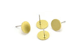 Brass Round Earring, 10 Raw Brass Round Stud Earrings (10x1mm) A4129