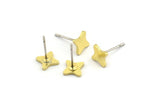 Brass Flower Earring, 12 Raw Brass Flower Stud Earrings (6x1mm) A4159