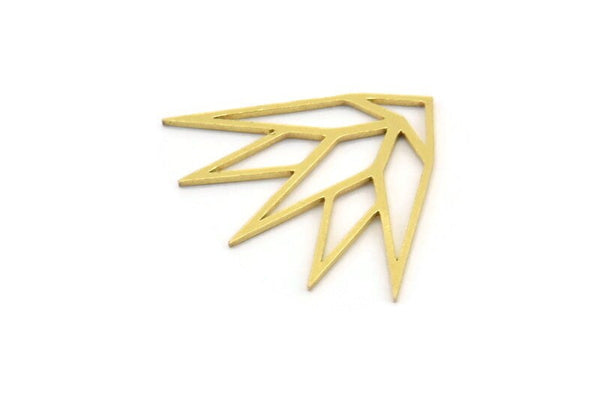 Brass Flower Charm, 24 Raw Brass Origami Shaped Lotus Flower Charms With 1 Hole, Findings (20x24x0.60mm) A4337