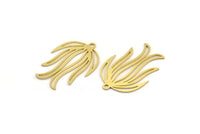 Brass Leaf Charm, 12 Raw Brass Leaf Charms With 1 Loop, Findings (27x19x0.60mm) A4332