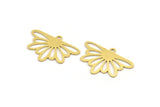 Brass Flower Charm, 12 Raw Brass Flower Shaped Charms With 1 Loop, Findings (18x28x0.60mm) A4340
