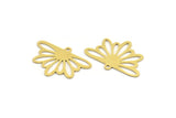 Brass Flower Charm, 12 Raw Brass Flower Shaped Charms With 1 Loop, Findings (18x28x0.60mm) A4340