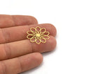 Brass Flower Charm, 12 Raw Brass Flower Shaped Charms, Charm Pendants, Earring Findings (25x24x0.60mm) A4344