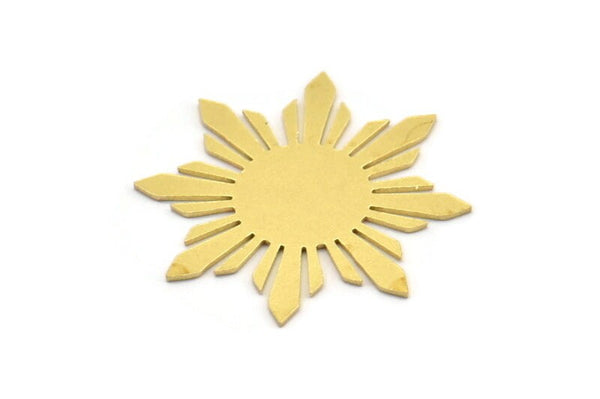 Brass Sun Blank, 6 Raw Brass Sun Shaped Blanks, Findings (28x26x0.60mm) A4347