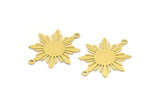 Brass Sun Connector, 8 Raw Brass Sun Shaped Connectors With 2 Loops, Charm Pendants (28x24x0.60mm) A4346