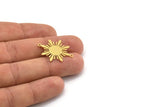 Brass Sun Connector, 8 Raw Brass Sun Shaped Connectors With 2 Loops, Charm Pendants (28x24x0.60mm) A4346