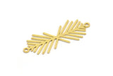 Brass Leaf Charm, 12 Raw Brass Leaf Charms With 2 Loops, Connectors, Bracelet Connector, Necklace Findings (35x13.5x0.60mm) A4350