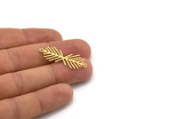 Brass Leaf Charm, 12 Raw Brass Leaf Charms With 2 Loops, Connectors, Bracelet Connector, Necklace Findings (35x13.5x0.60mm) A4350