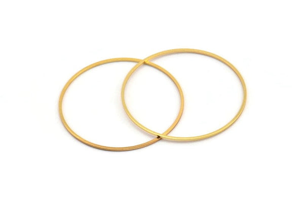 Gold Plated Rings, 8 Gold Plated Brass Circle Connectors (40mm) Bs-1110 Q0040