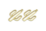 Brass Cactus Charm, 24 Raw Brass Cactus Charms With 1 Loop (31x20x0.70mm) M03390