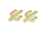 Brass Cactus Charm, 12 Raw Brass Cactus Charms With 2 Holes (28x20x0.70mm) M03386