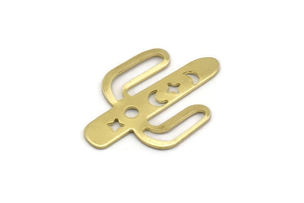 Brass Cactus Blank, 12 Raw Brass Cactus Blanks, Findings (28x20x0.70mm) M03387