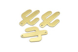 Brass Cactus Charm, 10 Raw Brass Cactus Charms With 2 Holes (28x20x0.70mm) M03392
