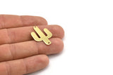 Brass Cactus Charm, 10 Raw Brass Cactus Charms With 2 Holes (28x20x0.70mm) M03392