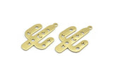 Brass Cactus Charm, 12 Raw Brass Cactus Charms With 1 Loop (31x20x0.70mm) M03389
