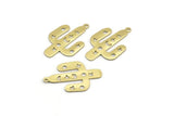 Brass Cactus Charm, 12 Raw Brass Cactus Charms With 1 Loop (31x20x0.70mm) M03389