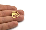 Brass Leopard Charm, 12 Raw Brass Leopard Charms With 1 Loop (24x20x0.60mm) A4351