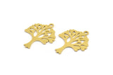 Brass Tree Charm, 12 Raw Brass Tree Shaped Charms With 1 Loop, Pendant, Earring Findings, Brass Tree Of Life (22x18x0.60mm) A4367